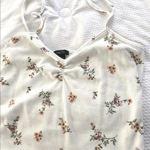 White Floral Tank Top